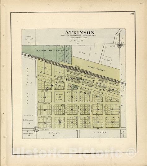 Historic 1893 Map Plat Book Of Henry County Illinois Atkinson 2 Historical Maps Henry