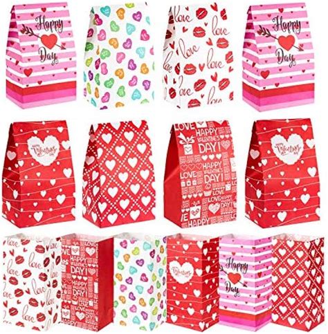 Amazon Whaline 60 Pack Valentine S Day Paper Gift Bags Heart Love