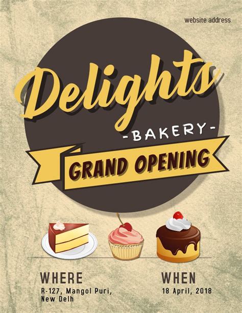 Bakery Grand Opening Event Flyer Poster Social Media Post Template