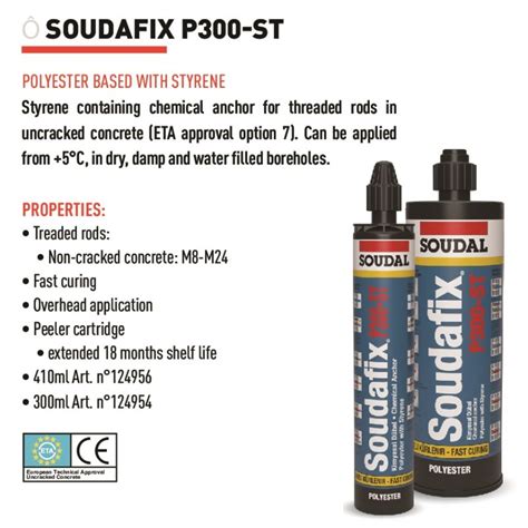 Soudal Soudafix P St Styrene Chemical Anchor Set Resin Ml