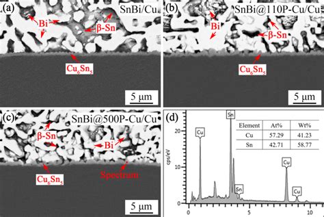 Interfacial Microstructure And Eds Of The Solder Joints A Snbi Cu B