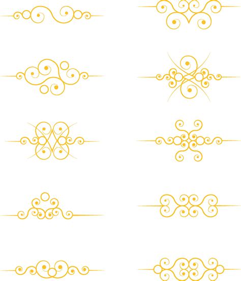 Golden Dividers. Vector isolated golden fancy separators. Classic ...