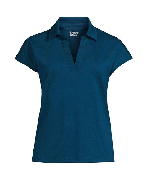 Lands End Womens Supima Cotton Johnny Collar Polo Macys