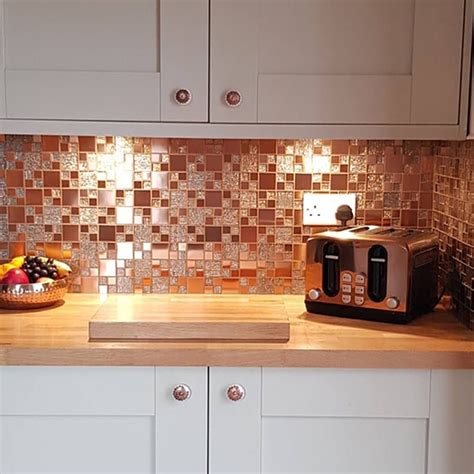 Copper Glass Mosaic Tile For Kitchen Backsplash Glass Designs