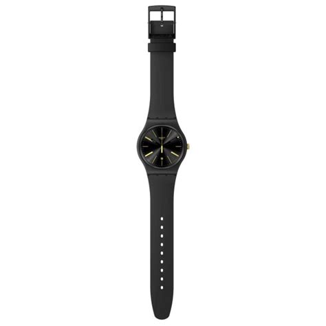 Swatch Holiday Collection A Dash Of Yellow Black Dial Black Silicone