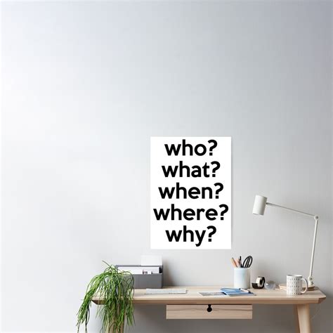 "who? what? when? where? why?" Poster for Sale by AaronIsBack | Redbubble