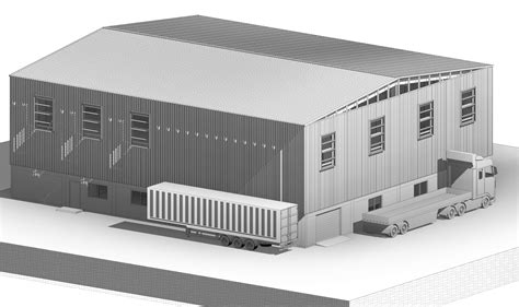 DWG file Warehouse G+M steel structure 🏛️・3D printing template to