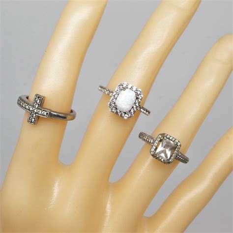 Buy the Assortment of 3 Sterling Silver Rings (Size 6.50 - 7) - 7.6g | GoodwillFinds