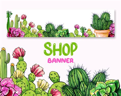 Cactus Shop Banner Cactus Clipart Succulent Shop Banner Extra Large ...