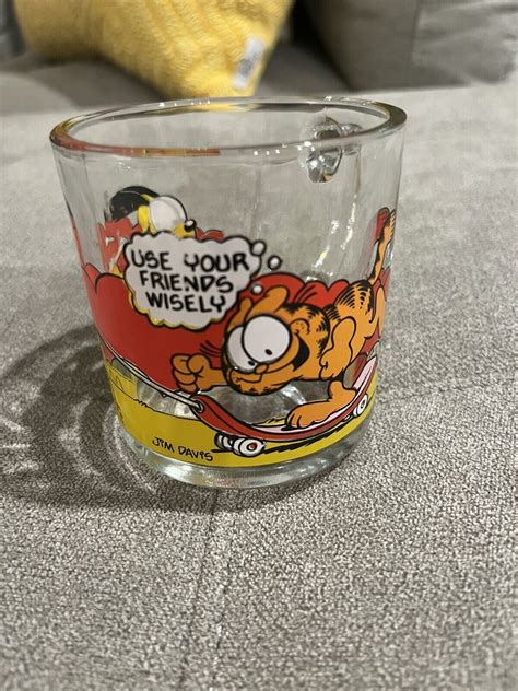 Vintage Mcdonald S Garfield Use Your Friends Wisely Glass Mug Jim Davis