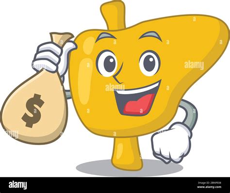 Crazy Rich Liver Mascot Design Having Money Bags Stock Vector Image