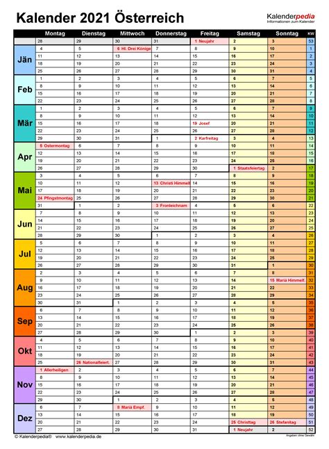 Kalender Sterreich Zum Ausdrucken Als Pdf