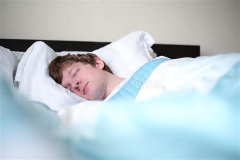 Man Sleeping In Bed At Home Stock Image Image Of Closeup Caucasian