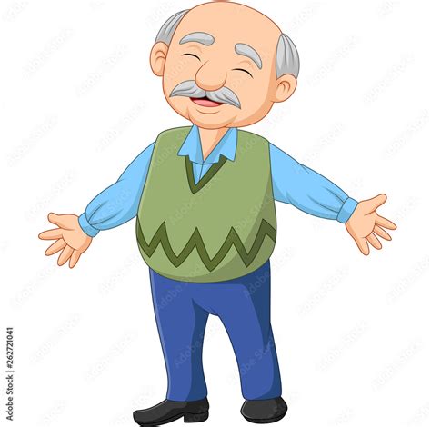 Cartoon happy senior elderly old man Stock Vector | Adobe Stock