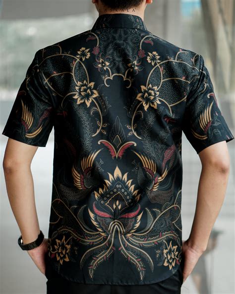 Laskala Batik Premium Slimfit Haikal Hitam Lengan Pendek KP08A306