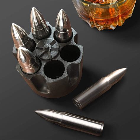 ZWIN Extra Large Whiskey Stone Bullets for Drink, 6Pcs Whiskey Ice Cubes Bullets Stones with