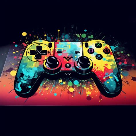 Premium Photo Brightly Colored Video Game Controller On A Colorful