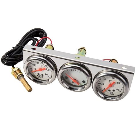 Mm Water Temp Oil Pressure Volt Meter Triple Gauge Set Mechanical