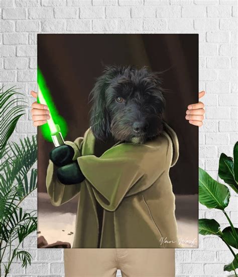 Star Wars Custom Dog Portrait Pet Portrait Jedi Baby Yoda | Etsy