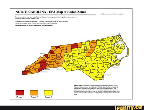 North Carolina Epa Map Of Radon Zones Zone Zone2 Zone Ifunny