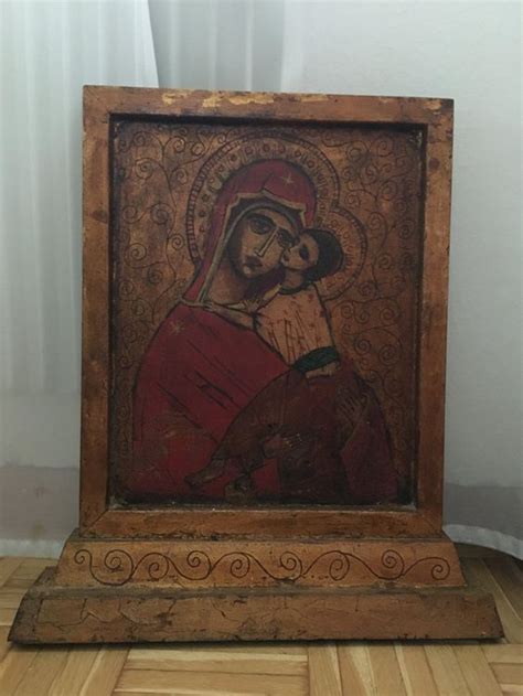 Antike Holz Ikone Madonna Mit Kind 40x 35 Cm Kaufen Auf Ricardo