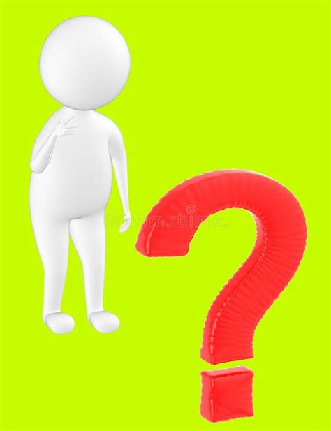 3d Person With Green Question Mark Stock Illustration Illustration Of