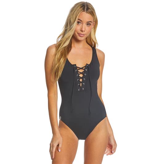 Rhythm Womens Sunchaser Lace Up One Piece Swimsuit At