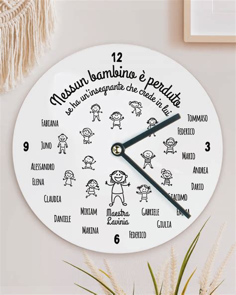 Orologio Personalizzato Con Omini Stilizzati Nome Dei Bambini E Dedica