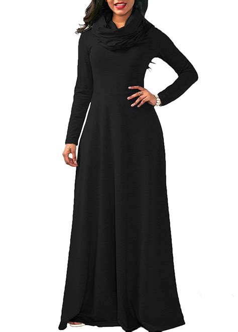 Speedle Womens Cowl Neck Long Sleeve Muslim Islamic Abayas Solid Color