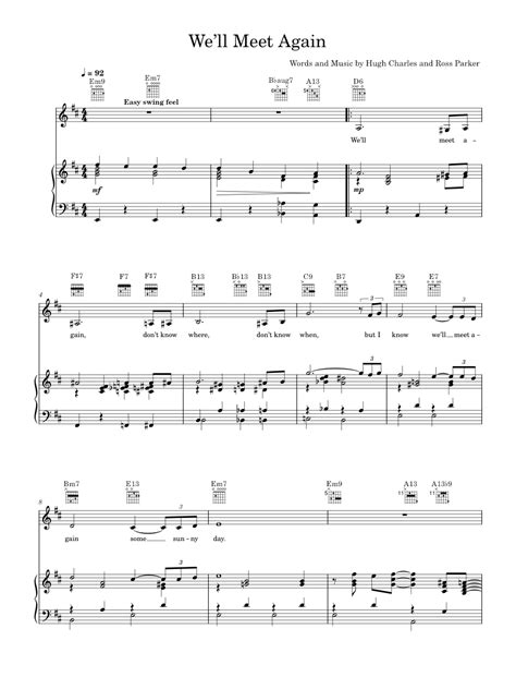 Well Meet Again Sheet Music For Piano Vocals By Vera Lynn Official