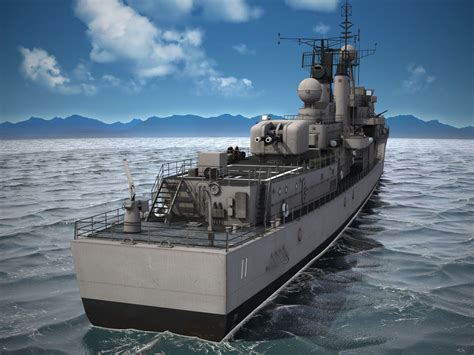 daring class destroyer battle ship  model  ds cd fbx lwo