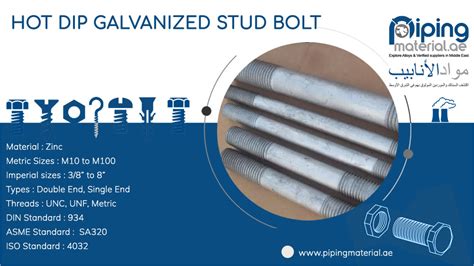 Hot Dip Galvanized Stud Bolt HDG Studs Threaded Rod Suppliers