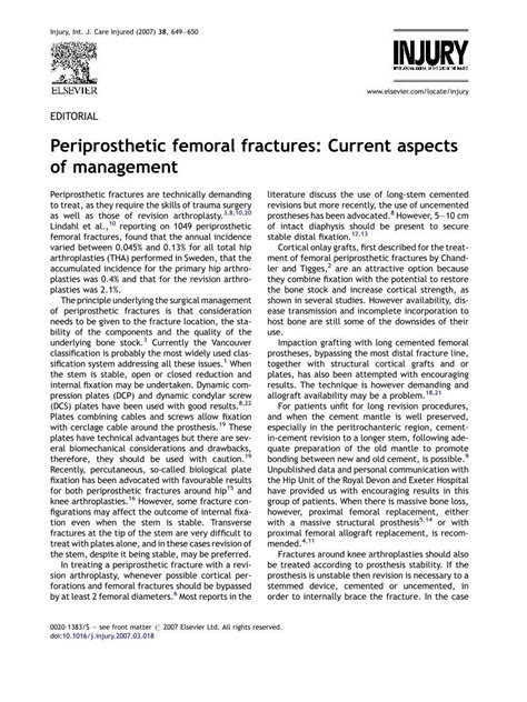 Pdf Periprosthetic Femoral Fractures Current Aspects Of Management Dokumen Tips