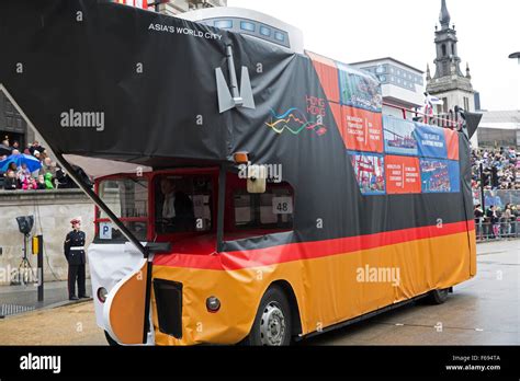 London,UK,14th November 2015,A bus shaped like a boat from Hong Kong at ...