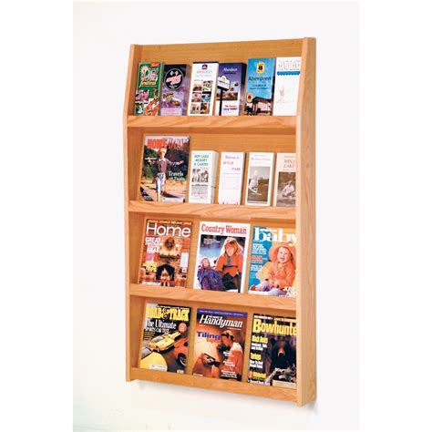 24 Pocket Wallmount Or Floor Oak Literature Rack