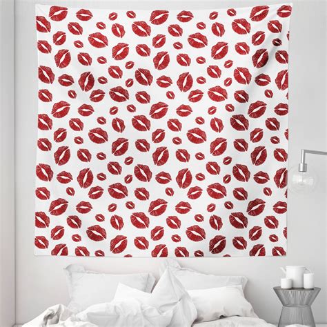 Kiss Tapestry Monochrome Design Warm Tone Girl Kises Fabric Wall