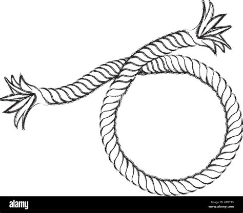 Monochrome Contour Hand Drawing Of Nautical Break Rope Stock Vector