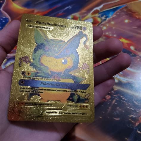 Mavin Pokemon Pikachu Mega Rayquaza Tag Cosplay Gold Foil Custom Card