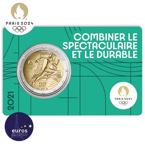 Coincard 2 euros commémorative FRANCE 2021 Jeux Olympiques Paris 2024