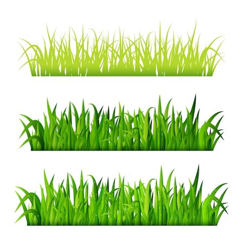 Premium Vector Green Grass Borders Set Isolated On White Background Vector