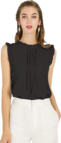 Allegra K Womens Ruffled Business Office 1950s Vintage Sleeveless Work Blouses Top At Amazon