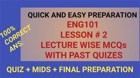 ENG101 LECTURE 2 Eng101 Most Important Quiz 1 Eng101 Midterm 2022