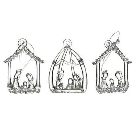 Glass Nativity Scene Hanging Ornaments