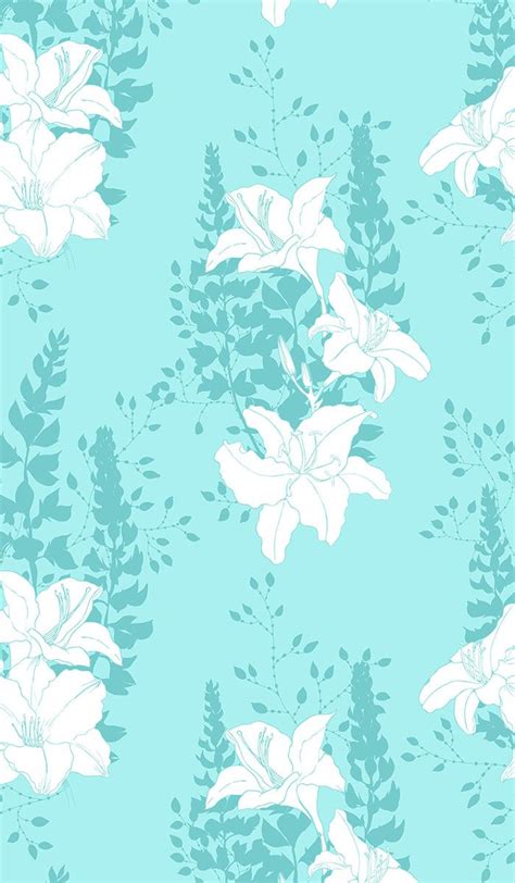 Floral Pattern: Lilies and Flowers on Mint Background