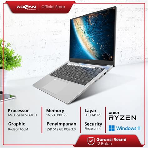 Jual Laptop Advan Workplus Ryzen H Gb Ssd Fhd Inch