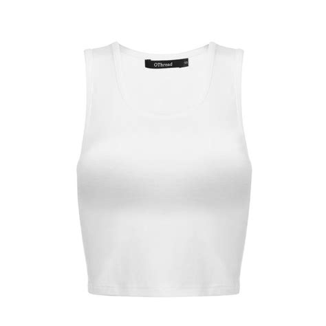 Othread And Co Womens Basic Crop Tops Stretchy Casual Scoop Neck