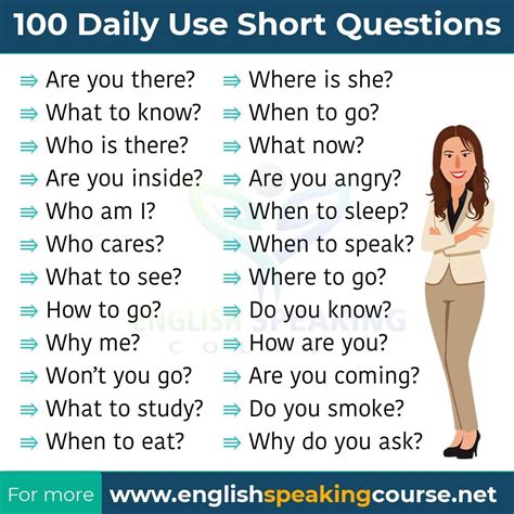 100 Most Common Questions In English Questions And Answers