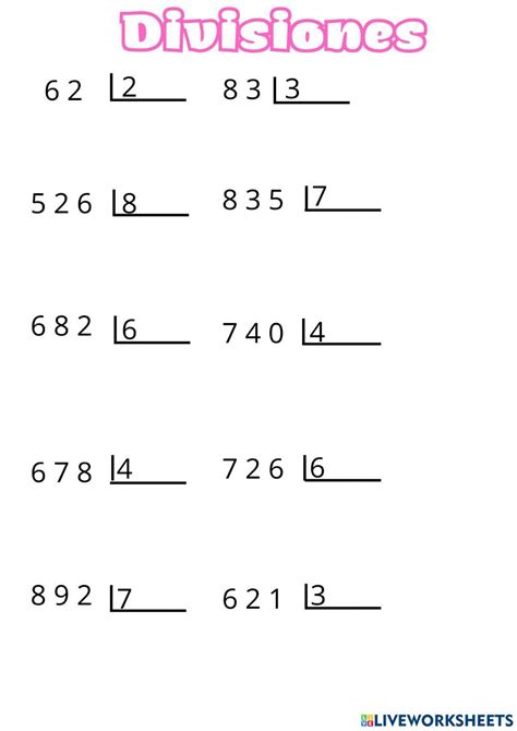 Divisiones Por Una Cifra Interactive Exercise For Cuarto De Primaria