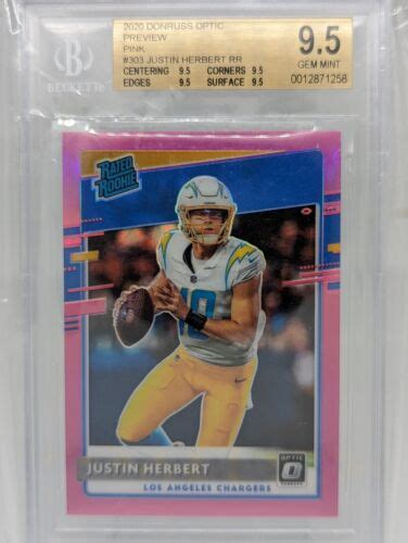 JUSTIN HERBERT 2020 Donruss Panini Optic Preview Pink BGS 9 5 RC Rookie