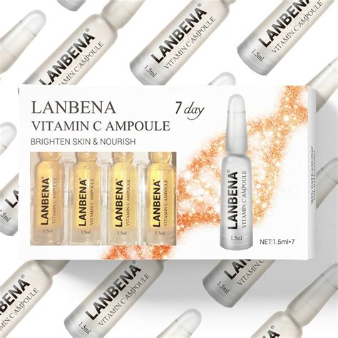 Lanbena Ampoule Serum Hyaluronic Acid Vitamin C 24k Gold Retinol Q10 Ceramide Anti Aging Wrinkle